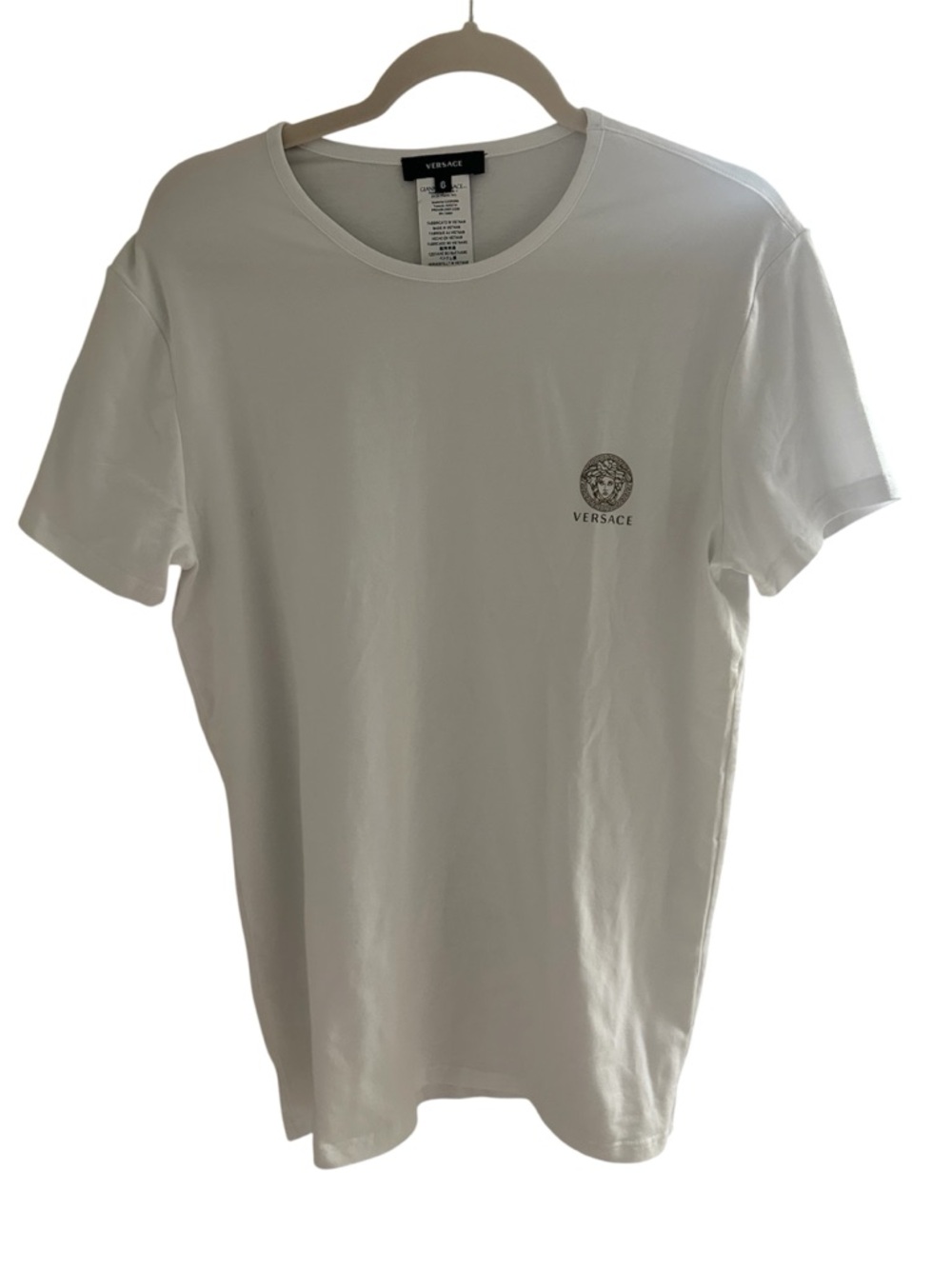 Versace White Short Sleeve Medusa Chest Logo Tee